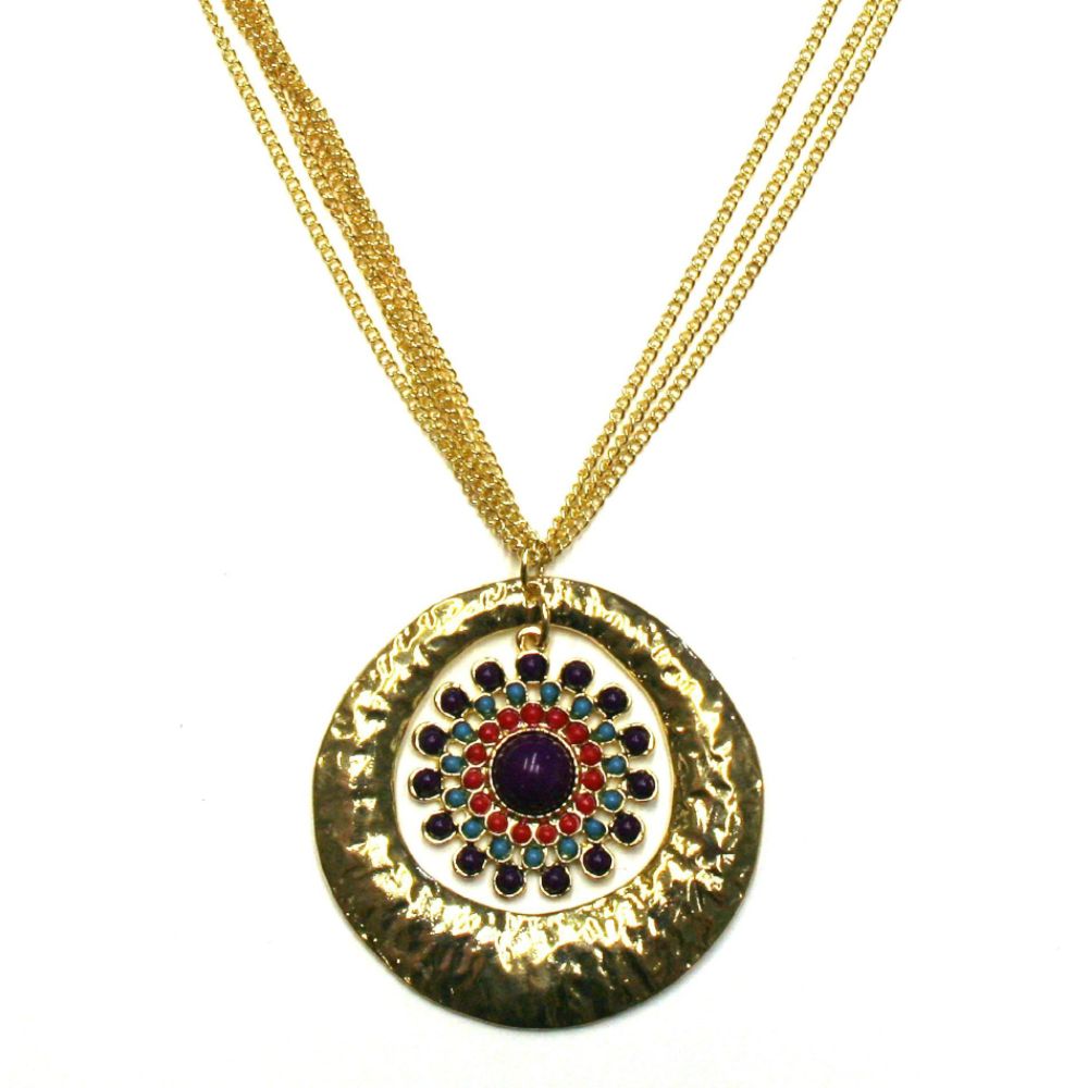 Sofia by Sofia Vergara Chain Necklace With Gemstone and Hammered Metal Pendant at Kmart.com