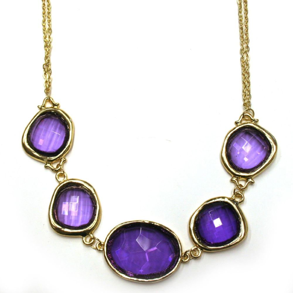 Sofia by Sofia Vergara Hammered Necklace With Irregular Stones Purple/Gold at Kmart.com