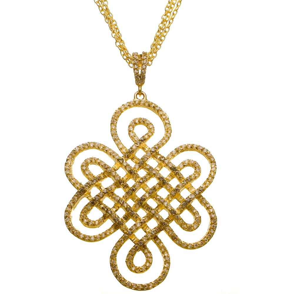 Sofia by Sofia Vergara Ladies Yellow Gold Plated Cubic Zirconia Swirl Pendant