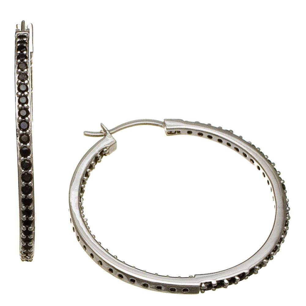 Sofia by Sofia Vergara Ladies Black Cubic Zirconia 30mm Hoop Earring at Kmart.com