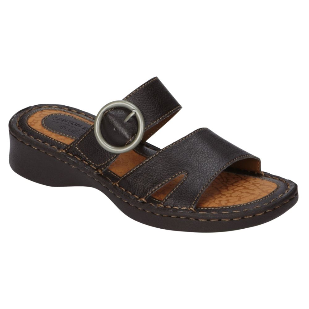 Canyon River Blues Women's Brady Buckle Slide Sandal - Brown at Sears.com