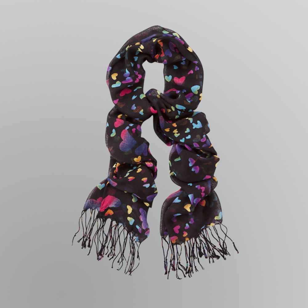 Joe Boxer Women's Rainbow Heart Print Woven Scarf