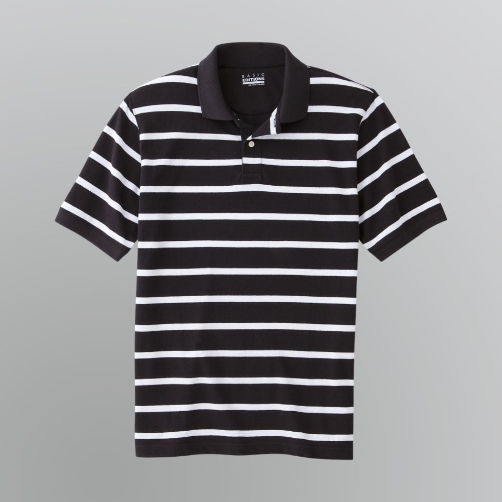 Basic Editions Men's Big & Tall Striped Pique Polo Shirt at Kmart.com