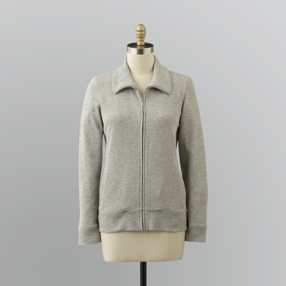 Basic Editions Women's Ribbed Zip-Up Jacket at Kmart.com