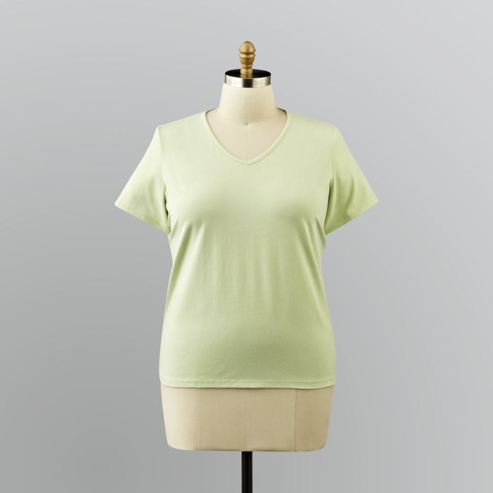 Basic Editions Women's Plus Modern Fit V-Neck
