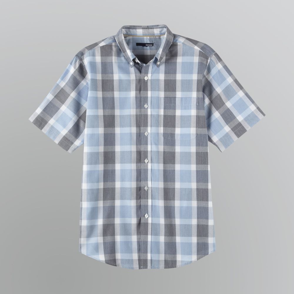 Basic Editions Men's Big & Tall Short Sleeve Button-Front Shirt