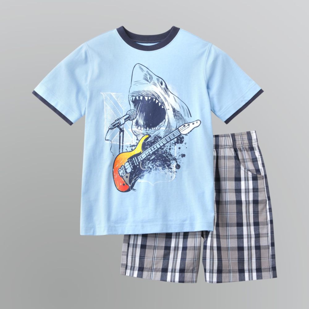 Basic Editions Boy's Shark Ringer T-Shirt & Shorts Set at Kmart.com