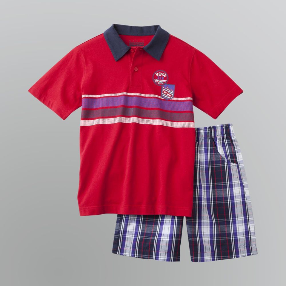 Basic Editions Boy's Skateboard Graphic Polo Shirt & Shorts Set at Kmart.com