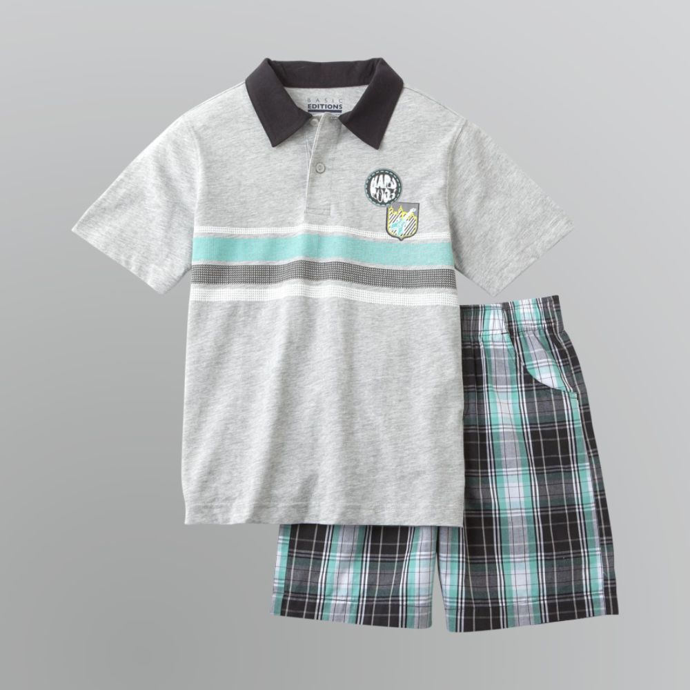 Basic Editions Boy's Rock 'n' Roll Graphic Polo Shirt & Shorts Set at Kmart.com