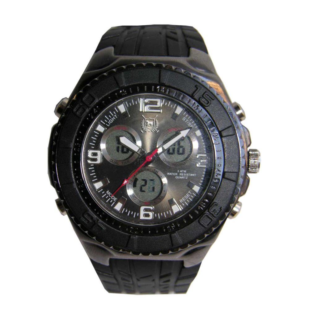 US Polo Assn. Ladies' Calendar Day/Date Watch w/Round Black Case and Dial and Green Resin Band at Kmart.com