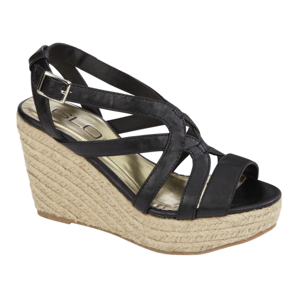 Glo Women's Janelle Strappy Wedge Sandal - Black at Kmart.com