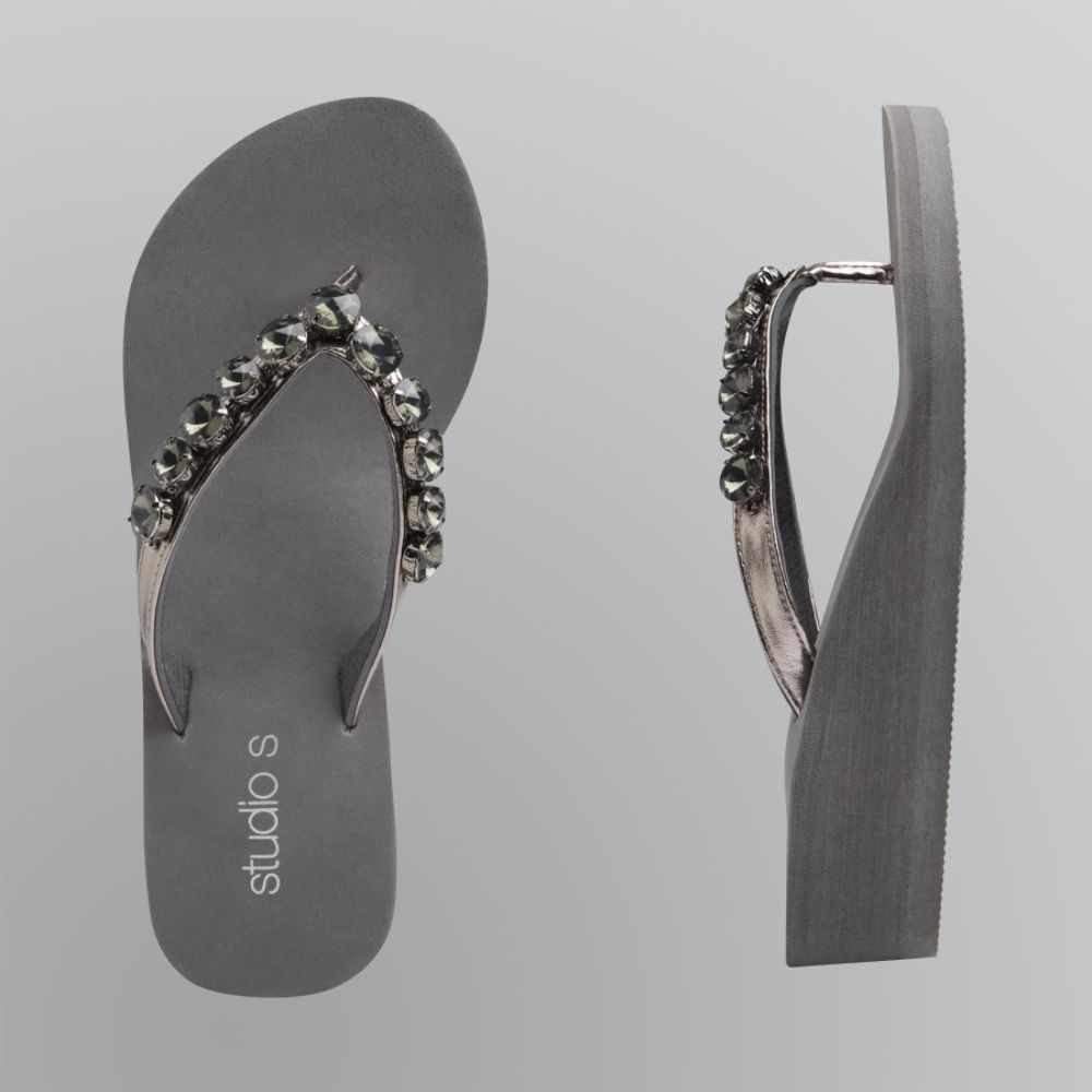 Studio S Women s Jeweled Wedge Thong Sandals