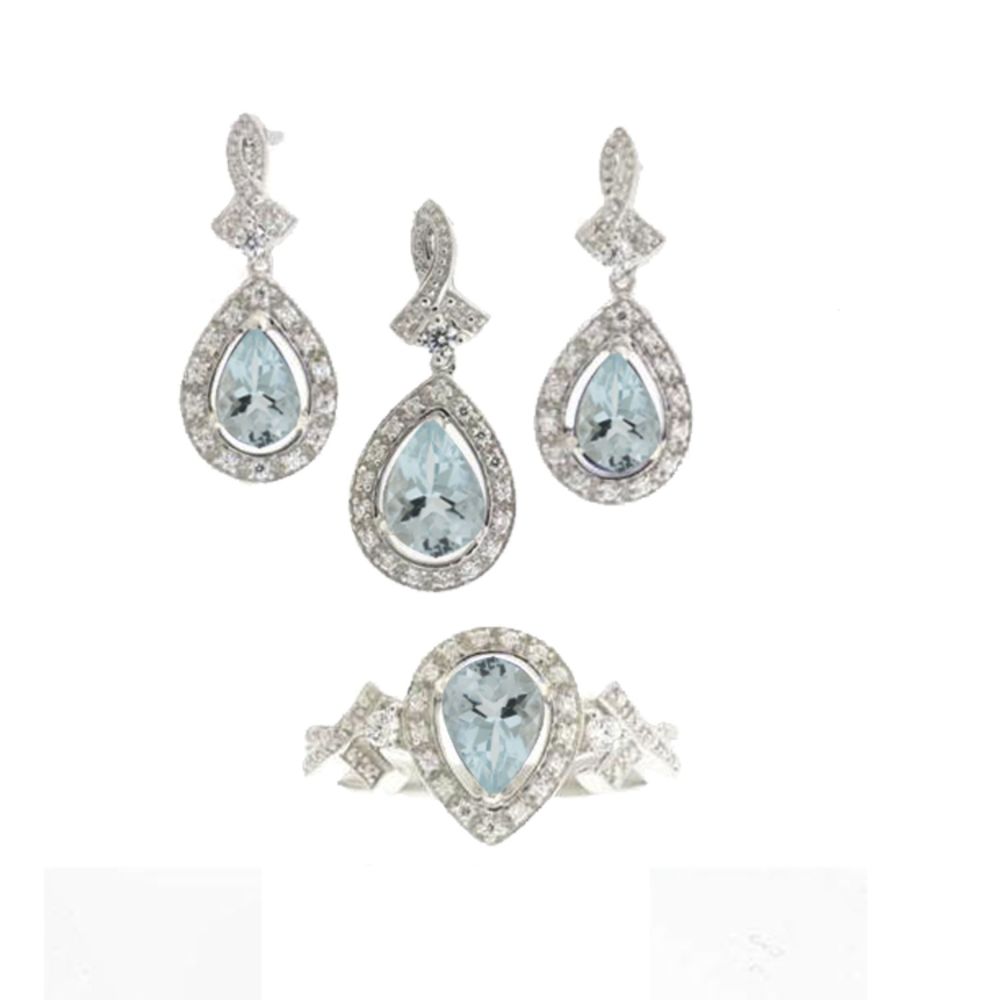 Sterling Silver Aqua Pear 3 pc Set at Sears.com