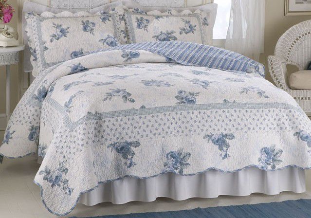 American Traditions Rose Blossom Blue Full / Queen Quilt at Kmart.com