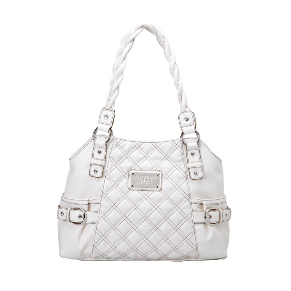 Relic Womens Quilted/Smooth Tote Wrap Around Buckles White