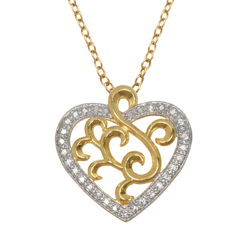 18K Gold Over Brass Diamond Accent Heart Pendant 18" at Kmart.com