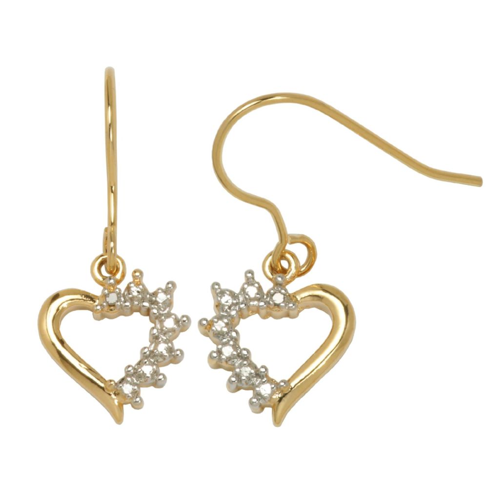 18K Gold Over Brass Diamond Accent Heart Dangle Earrings at Kmart.com