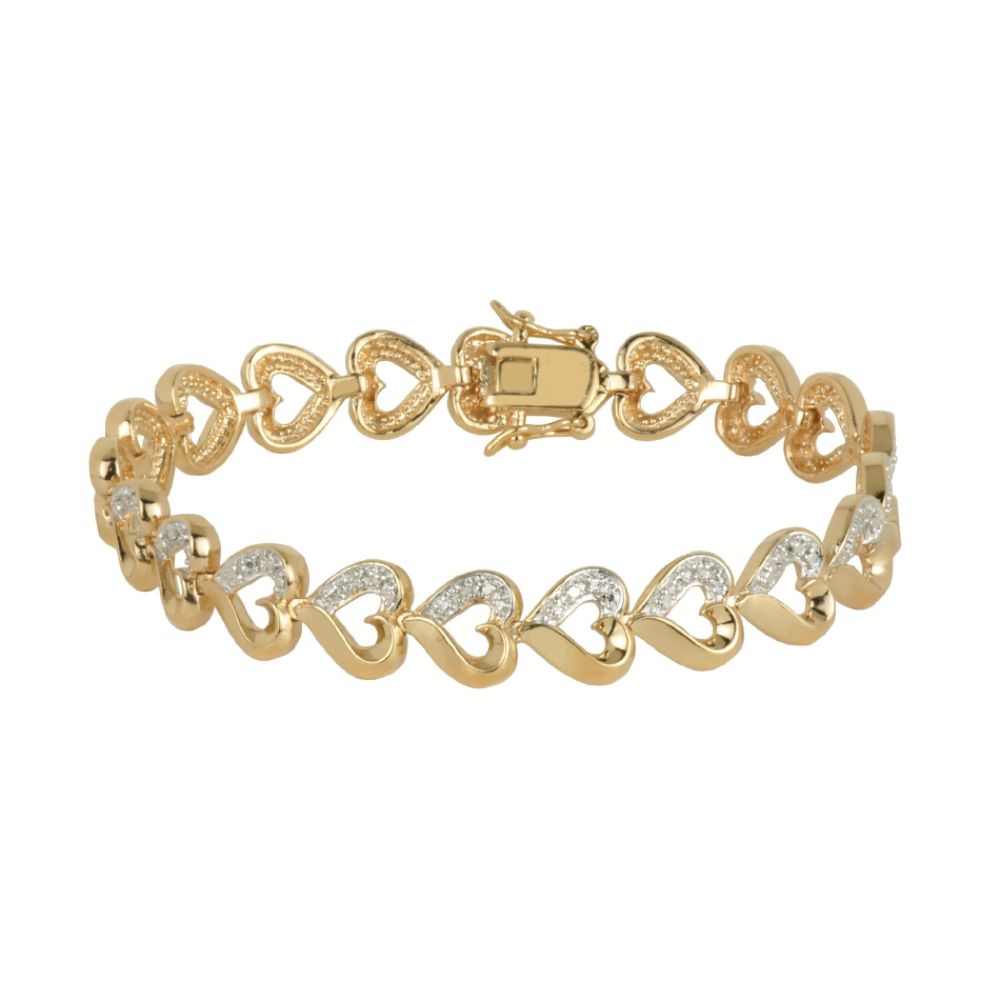 18K Gold Over Brass Diamond Accent Heart Bracelet 7.25" at Kmart.com