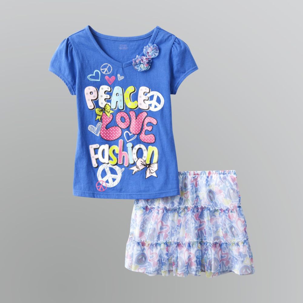 Piper Girl's Peace & Love Mesh Skirt Set