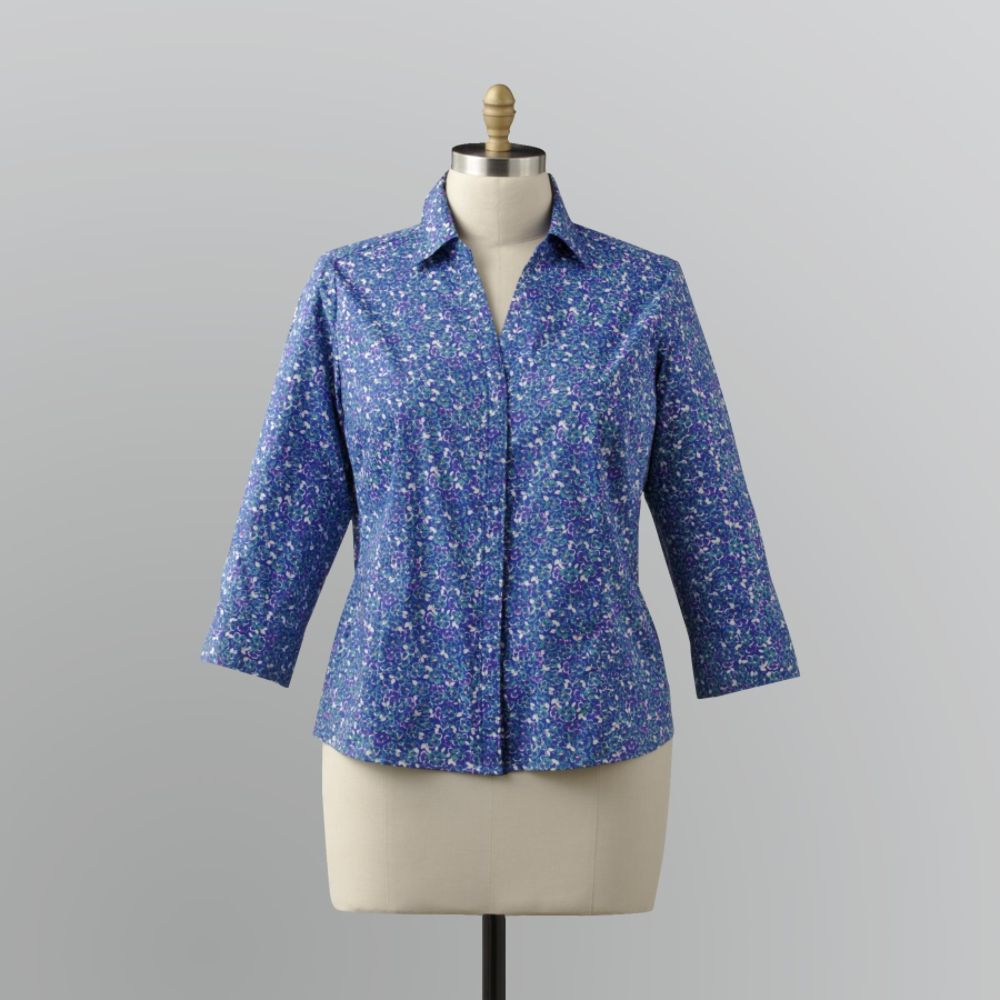 Basic Editions Women's Plus Slimming Systems Woven Blouse at Kmart.com