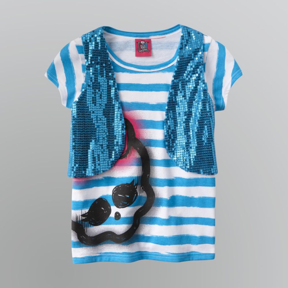 Girl's Skull T-Shirt & Vest Combo
