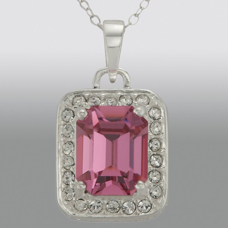 Enchanted Brilliance Rose and White Swarovski Crystal Emerald Cut Pendant in Sterling Silver at Kmart.com