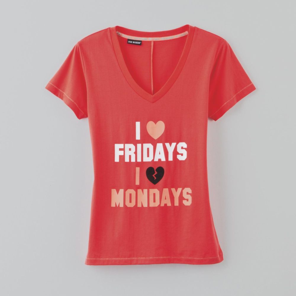 Joe Boxer Junior's Love Fridays/Hate Mondays Graphic T-Shirt at Kmart.com
