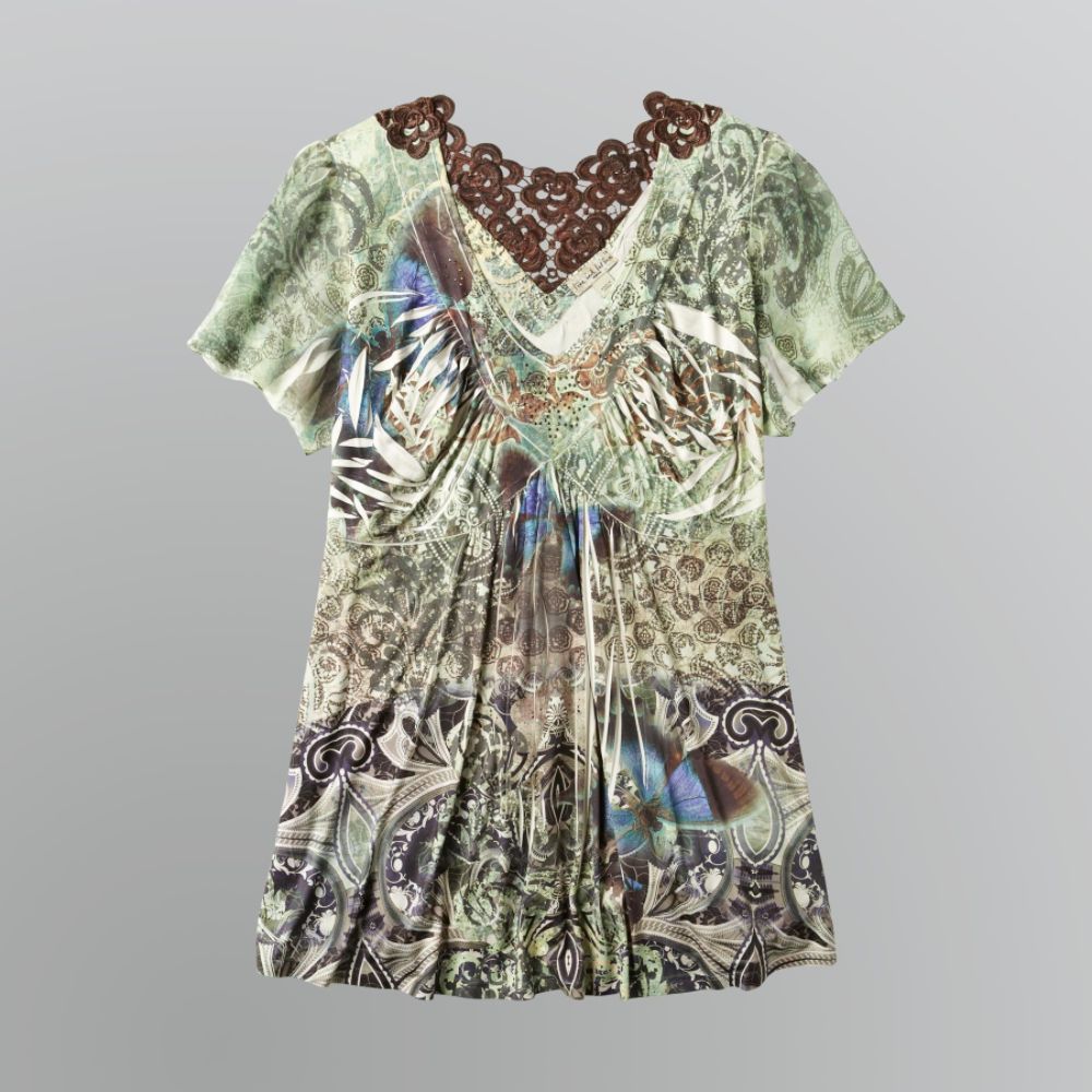 Live and Let Live Women's Plus Crochet Back Graphic Print Top at Sears.com