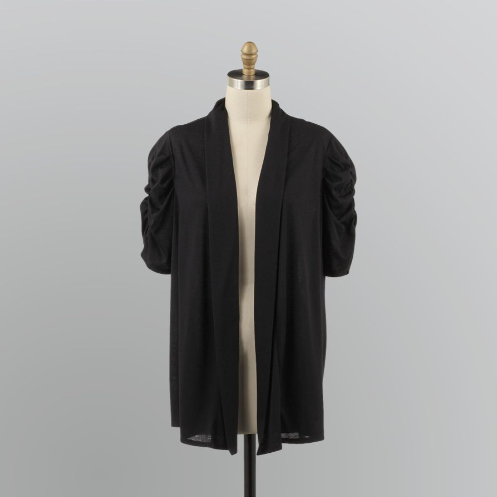 Beverly Drive Women's Plus Ruched Sleeve Cardigan at Sears.com