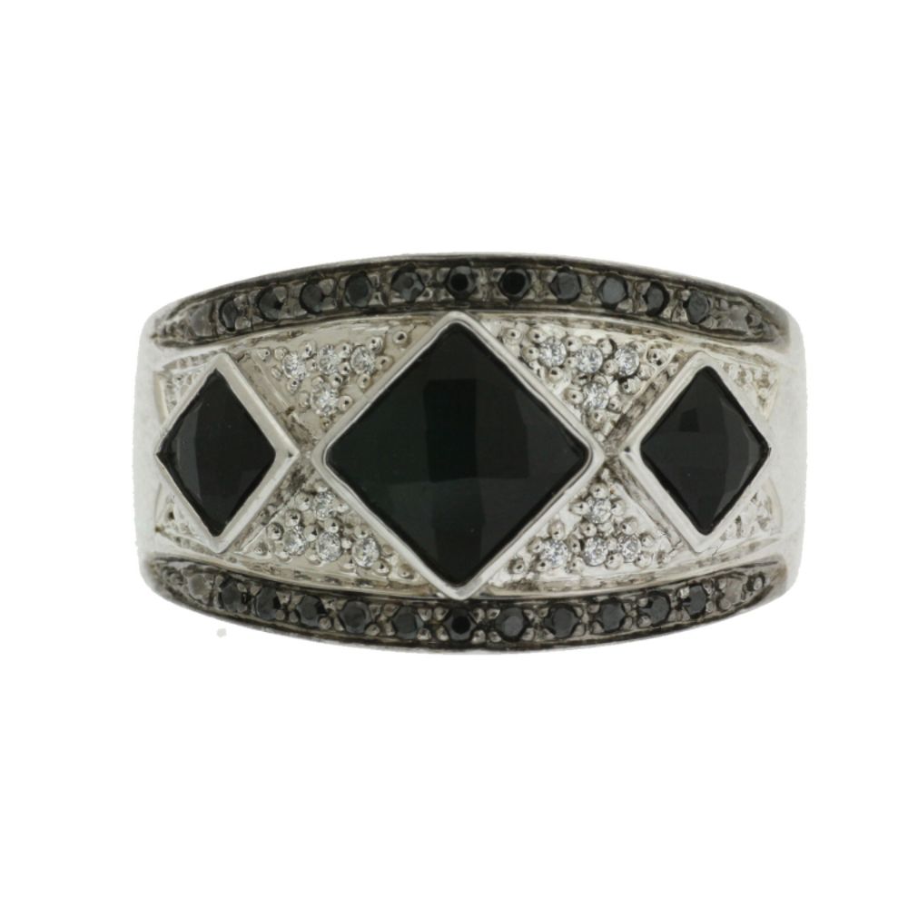 Sterling Silver Black & White Diamond with