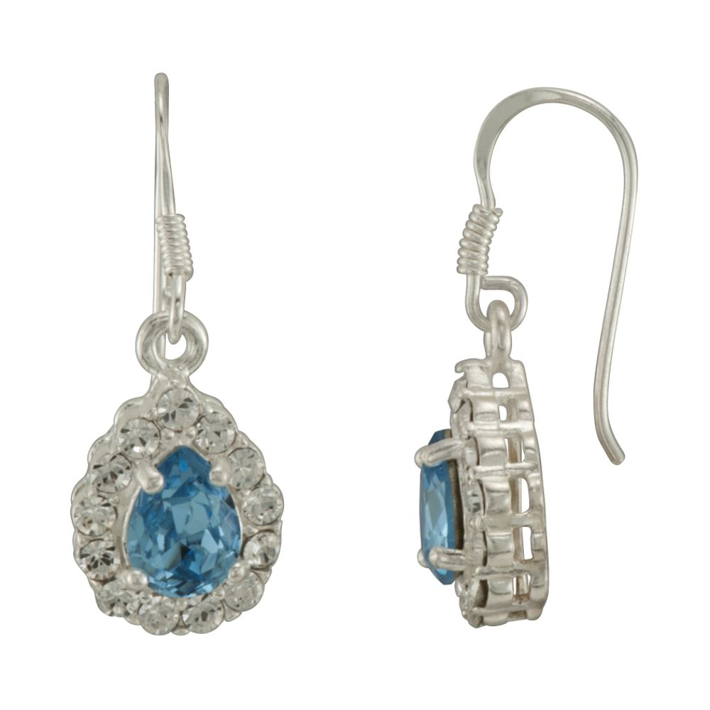 Enchanted Brillance Aqua and White Cubic Zirconia and Sterling Silver Teardrop Earring at Kmart.com