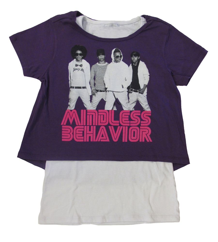 Mindless Behavior Girls Cropped T-Shirt Combo Photo Purple/White at Kmart.com