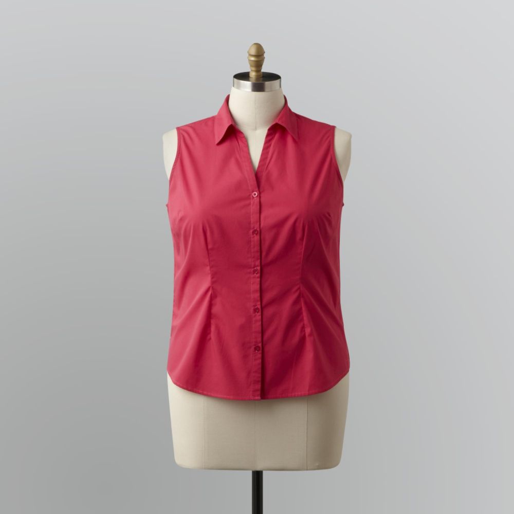 Basic Editions Women's Plus Sleeveless Camp Shirt at Kmart.com