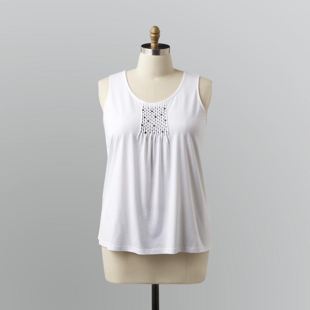 Laura Scott Women's Plus Studded Pintuck Tank Top at Sears.com