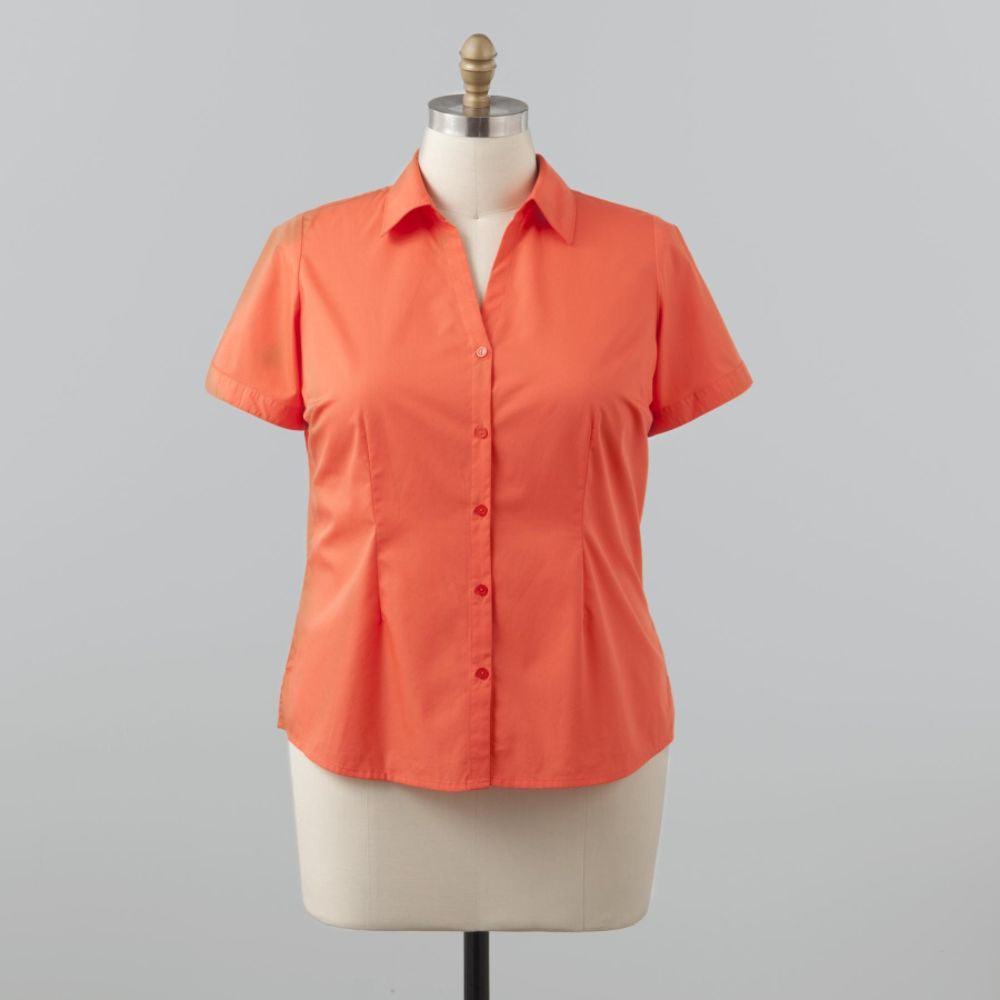 Basic Editions Women's Plus Open Neck Camp Shirt at Kmart.com