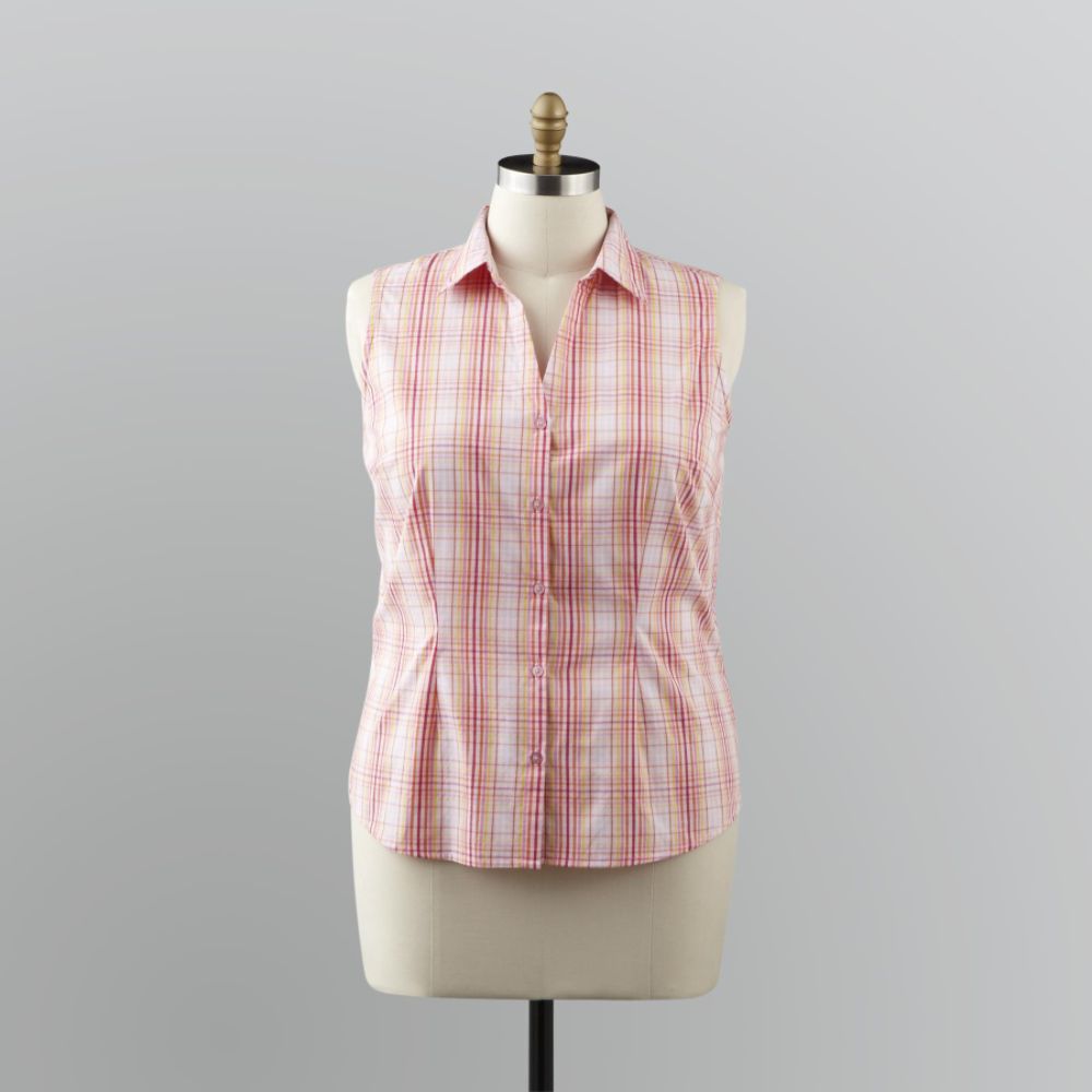 Basic Editions Women's Plus Sleeveless Camp Shirt at Kmart.com