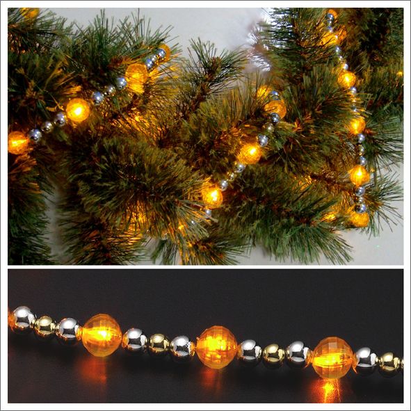 Starlite Creations 9Ft LED Christmas Décor Beaded Lights, 54 Lights, Gold at Kmart.com