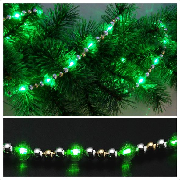 Starlite Creations 9Ft LED Christmas Décor Beaded Lights, 54 Lights, Green at Kmart.com