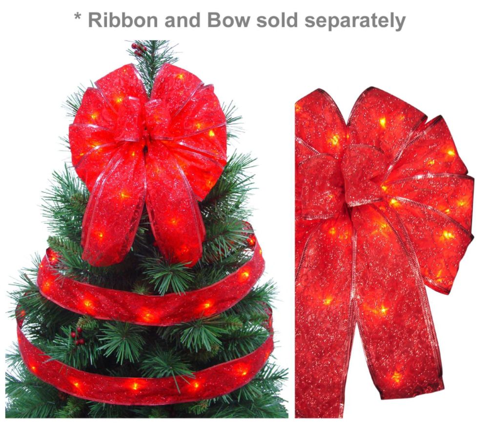 Starlite Creations LED Christmas Decor Tree Topper Bow Lights, 36