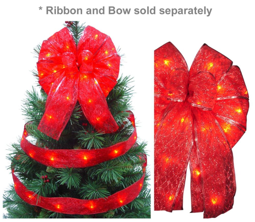 Starlite Creations LED Christmas Decor Tree Topper Bow Lights, 36