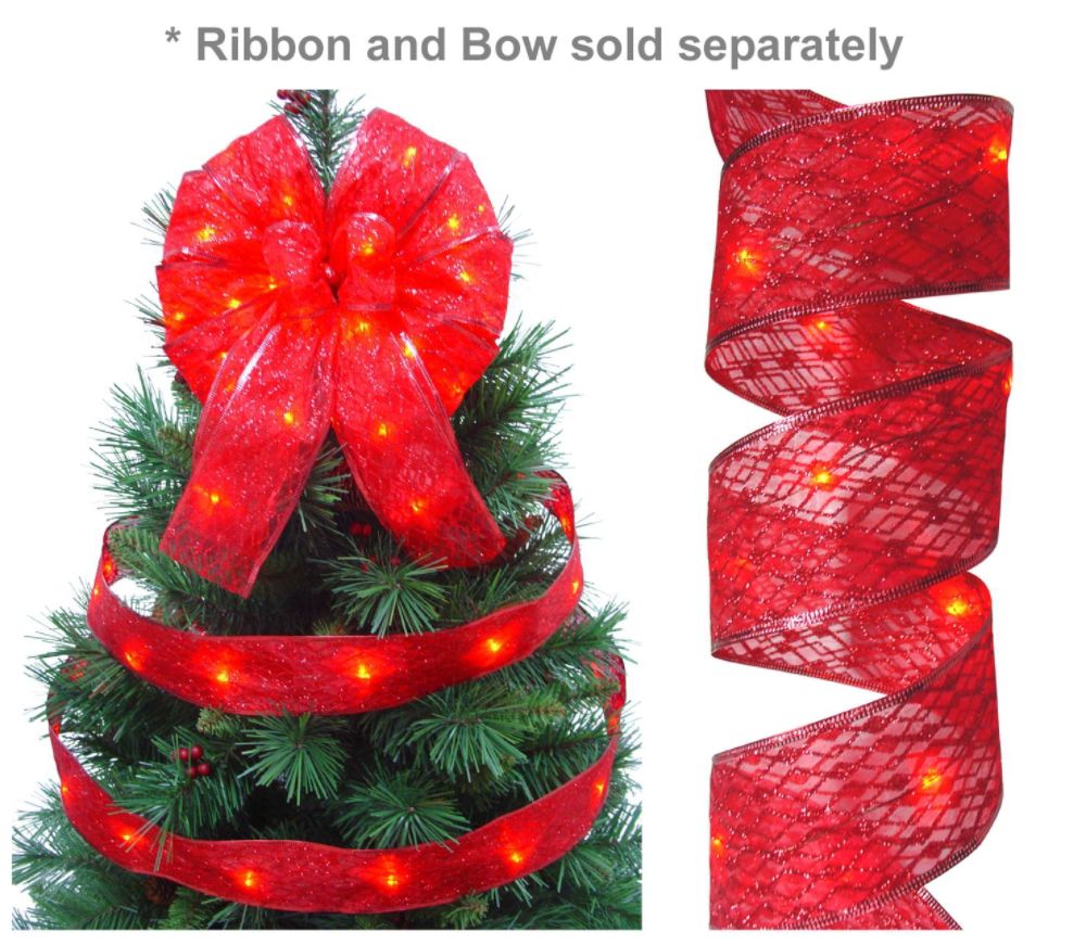 Starlite Creations 12Ft LED Christmas Décor Ribbon Lights, 36 Lights, Red at Kmart.com
