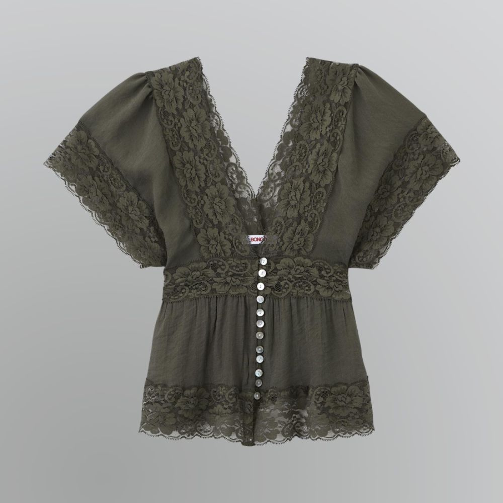 Bongo Women's Lace Trim Blouse