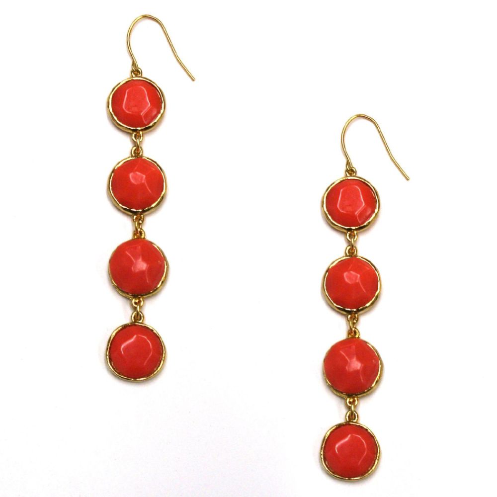 Sofia by Sofia Vergara Linear Stone Drop Earrings Orange/Gold at Kmart.com
