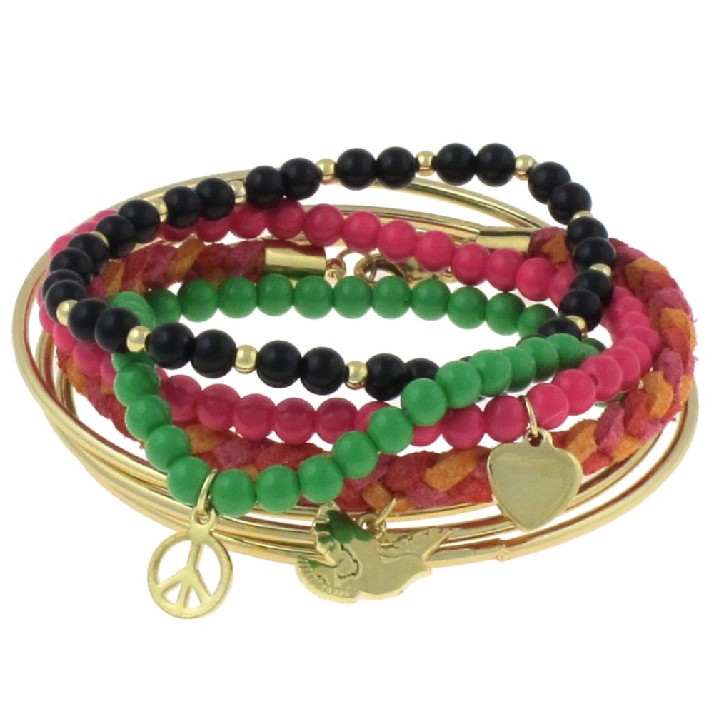 Dream Out Loud by Selena Gomez Bangle Combo Wood Metal Braid Mix Six Piece Multicolored at Sears.com