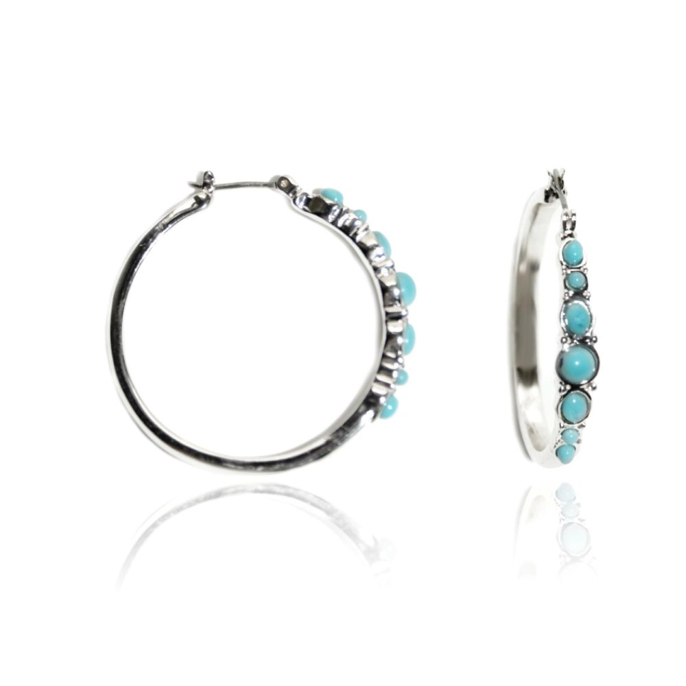 Trifari Turquoise Studded Hoops Silver at Sears.com