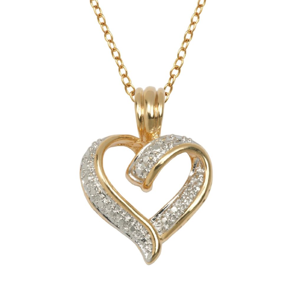 18K Gold Over Brass Diamond Accent Heart Pendant 18" Chain at Sears.com