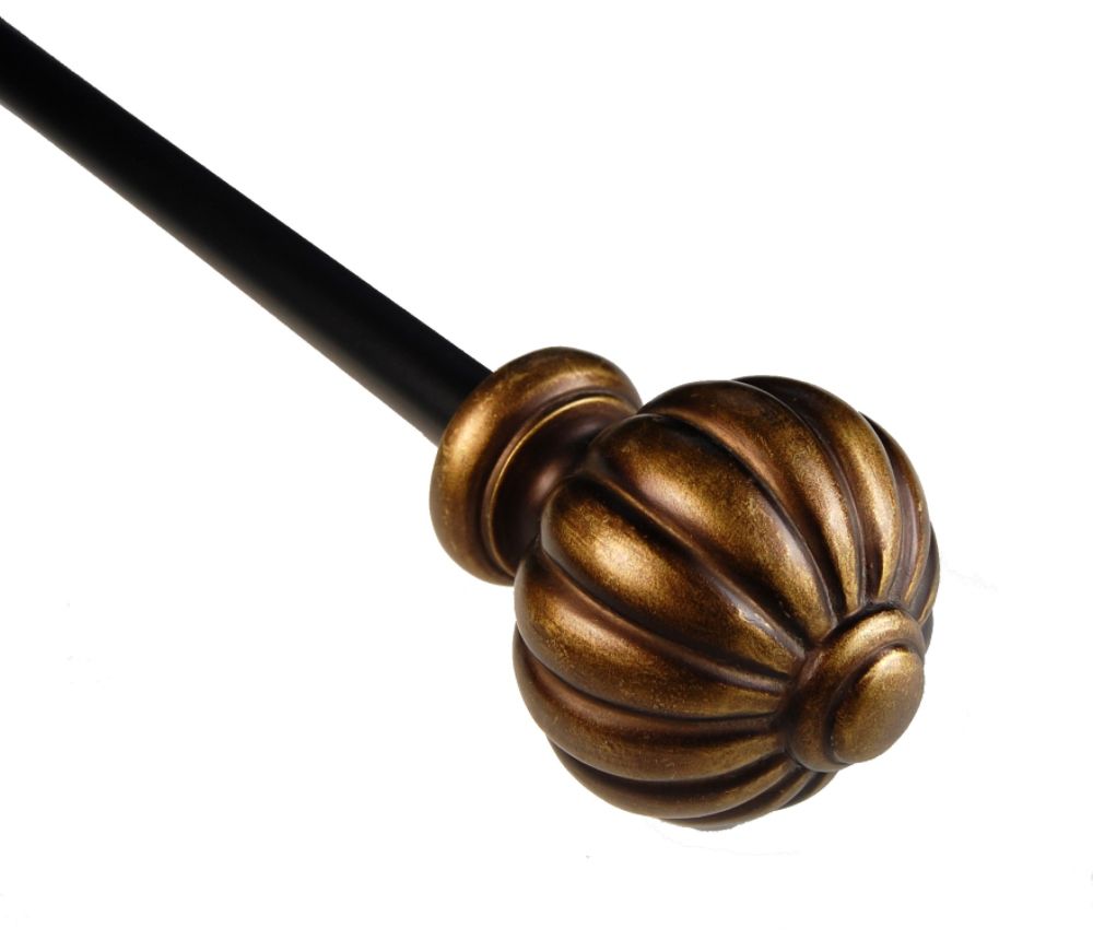 BCL Drapery Hardware, Sachs Curtain Rod, 86" - 120" Length, Black Pole, Gold Finial at Kmart.com