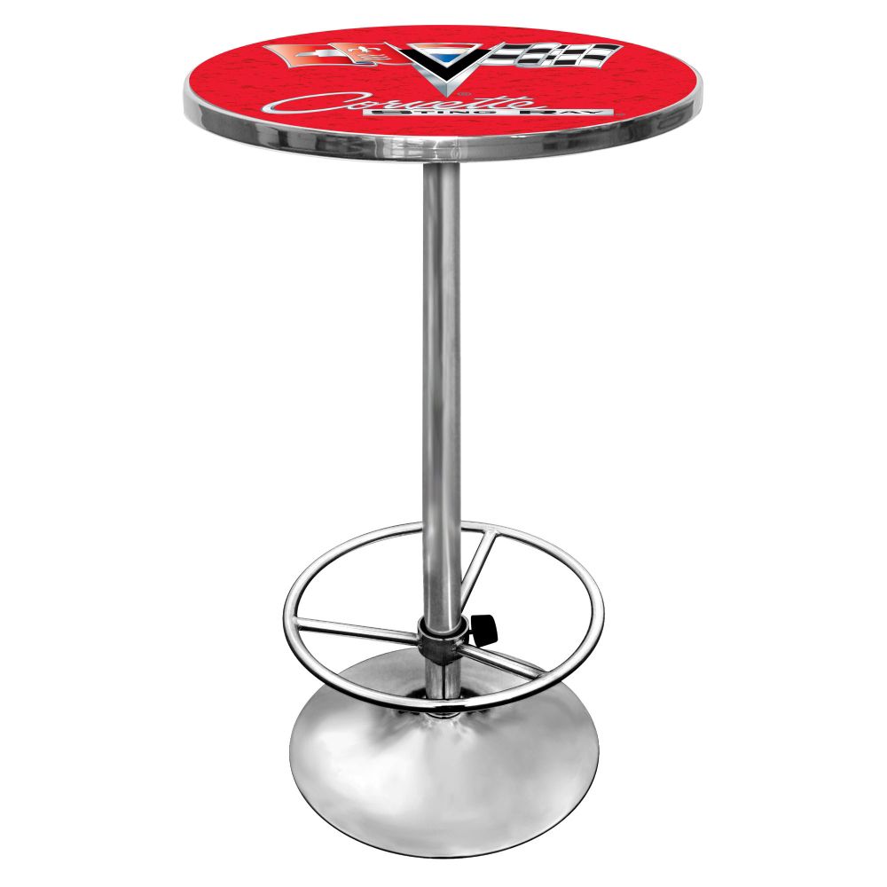 Chevy Corvette C2 Red Chrome Pub Table