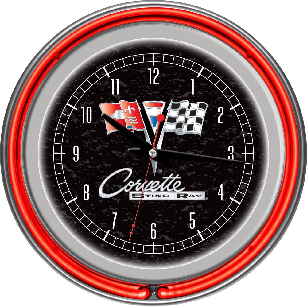 Chevy Corvette C2 Black Chrome Double Ring Neon Clock at Sears.com