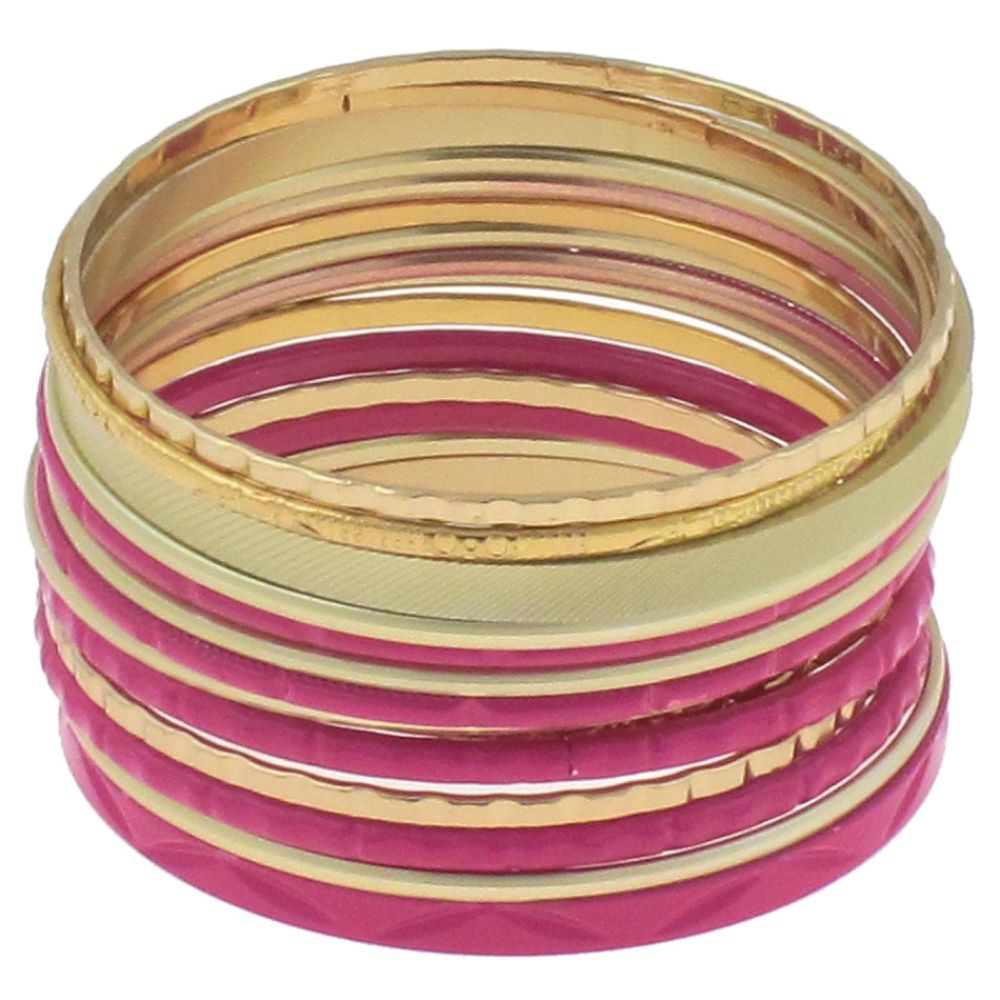 Dream Out Loud by Selena Gomez Ethnic Mix Bangles Combo Fifteen Pieces Pink/Gold at Sears.com